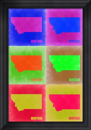 Framed Montana Pop Art Map 2 Print