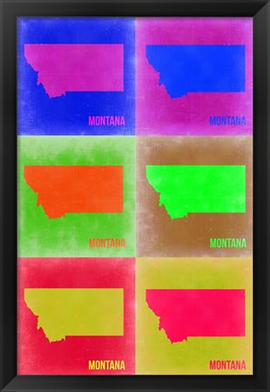 Framed Montana Pop Art Map 2 Print