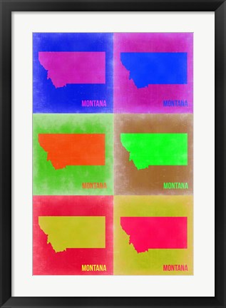 Framed Montana Pop Art Map 2 Print