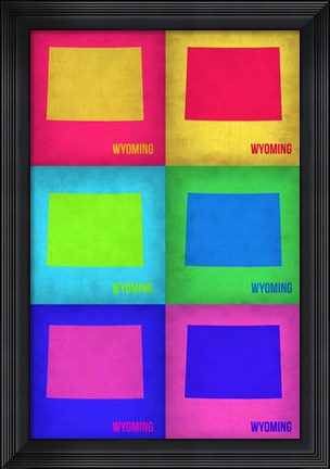 Framed Wyoming Pop Art Map 1 Print