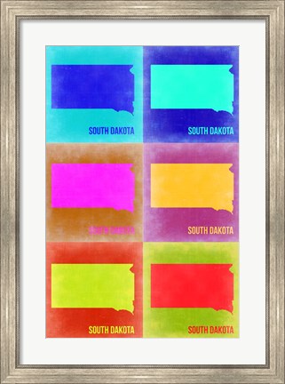 Framed South Dakota Pop Art Map 2 Print