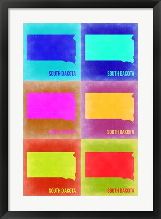 Framed South Dakota Pop Art Map 2 Print