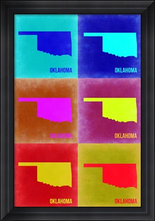 Framed Oklahoma Pop Art Map 2 Print