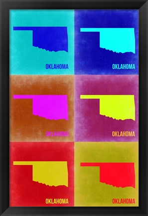 Framed Oklahoma Pop Art Map 2 Print