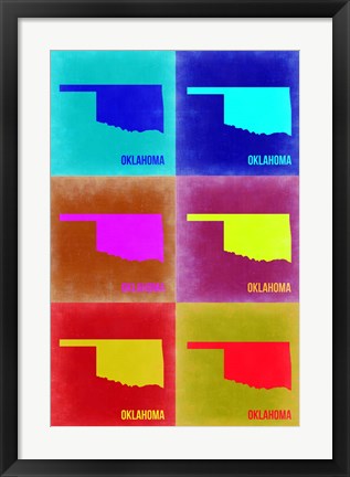 Framed Oklahoma Pop Art Map 2 Print