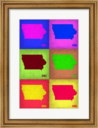 Framed Iowa Pop Art Map 2 Print