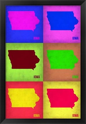 Framed Iowa Pop Art Map 2 Print