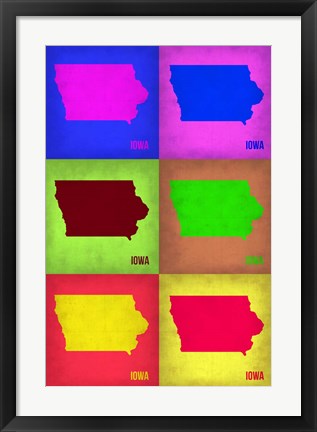 Framed Iowa Pop Art Map 2 Print