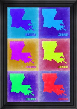 Framed Louisiana Pop Art Map 2 Print