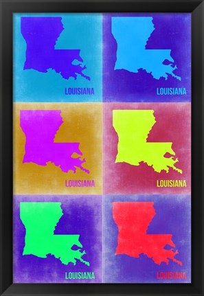 Framed Louisiana Pop Art Map 2 Print