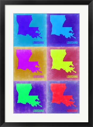 Framed Louisiana Pop Art Map 2 Print