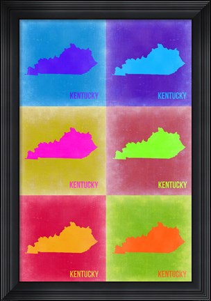 Framed Kentucky Pop Art Map 2 Print