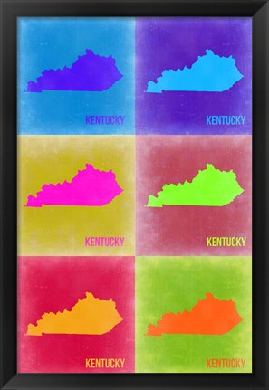 Framed Kentucky Pop Art Map 2 Print