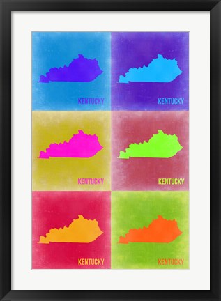 Framed Kentucky Pop Art Map 2 Print