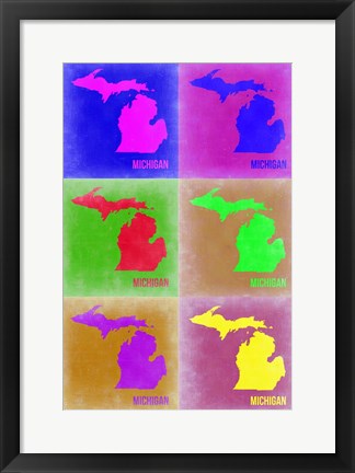 Framed Michigan Pop Art Map 2 Print