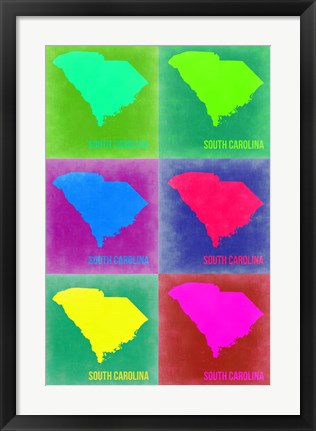 Framed South Carolina Pop Art Map 2 Print