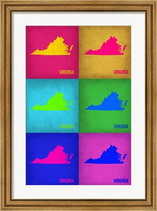 Framed Virginia Pop Art Map 1 Print