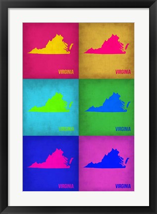 Framed Virginia Pop Art Map 1 Print