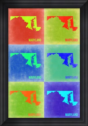 Framed Maryland Pop Art Map 2 Print