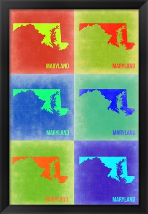 Framed Maryland Pop Art Map 2 Print