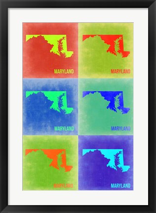 Framed Maryland Pop Art Map 2 Print