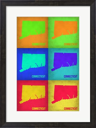 Framed Connecticut Pop Art Map 1 Print