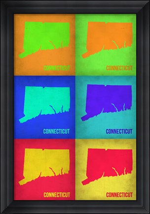 Framed Connecticut Pop Art Map 1 Print
