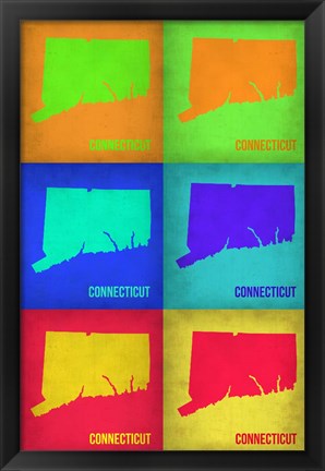 Framed Connecticut Pop Art Map 1 Print