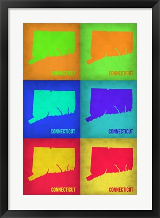 Framed Connecticut Pop Art Map 1 Print