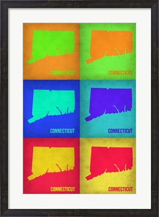 Framed Connecticut Pop Art Map 1 Print
