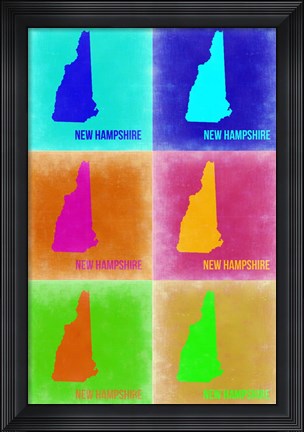 Framed New Hampshire Pop Art Map 2 Print