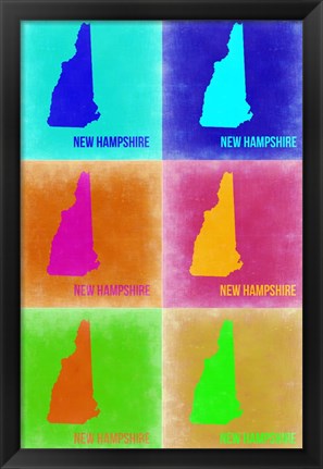 Framed New Hampshire Pop Art Map 2 Print