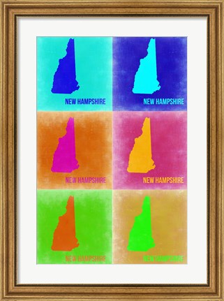 Framed New Hampshire Pop Art Map 2 Print