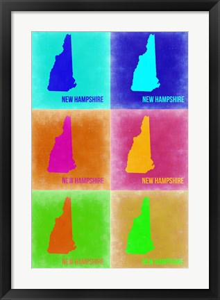 Framed New Hampshire Pop Art Map 2 Print