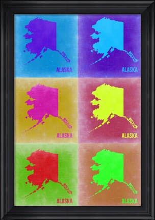Framed Alaska Pop Art Map 2 Print