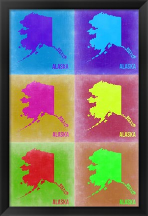 Framed Alaska Pop Art Map 2 Print