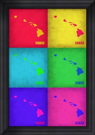 Framed Hawaii Pop Art Map 1 Print