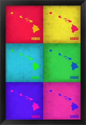 Framed Hawaii Pop Art Map 1 Print