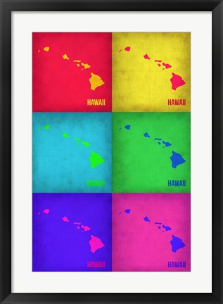 Framed Hawaii Pop Art Map 1 Print