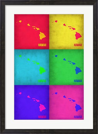 Framed Hawaii Pop Art Map 1 Print