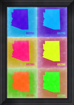 Framed Arizona Pop Art Map 3 Print