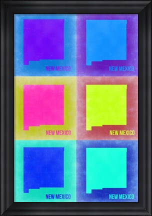 Framed New Mexico Pop Art Map 2 Print