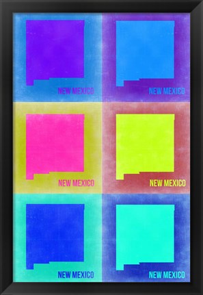 Framed New Mexico Pop Art Map 2 Print