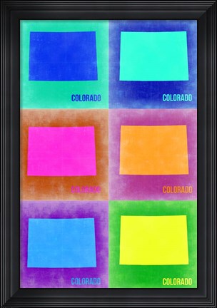 Framed Colorado Pop Art Map 2 Print