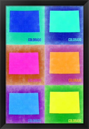 Framed Colorado Pop Art Map 2 Print