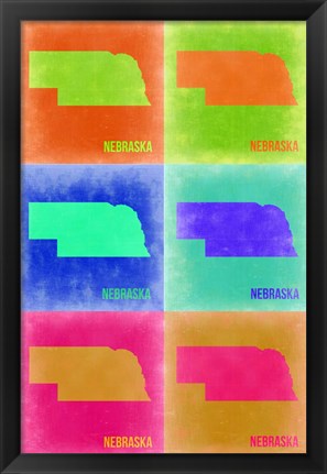 Framed Nebraska Pop Art Map 2 Print