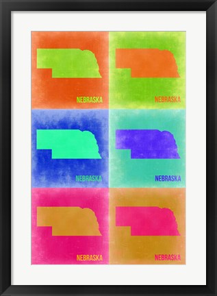 Framed Nebraska Pop Art Map 2 Print