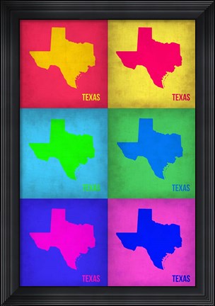 Framed Texas Pop Art Map 1 Print