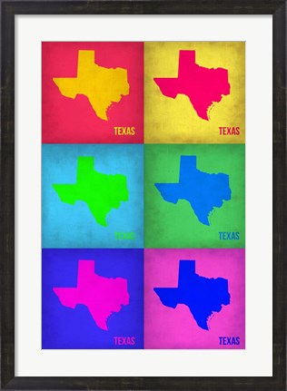 Framed Texas Pop Art Map 1 Print