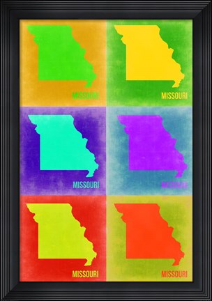 Framed Missouri Pop Art Map 2 Print